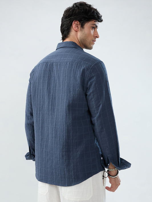 Spruce Blue Double Cloth Checks Shirt