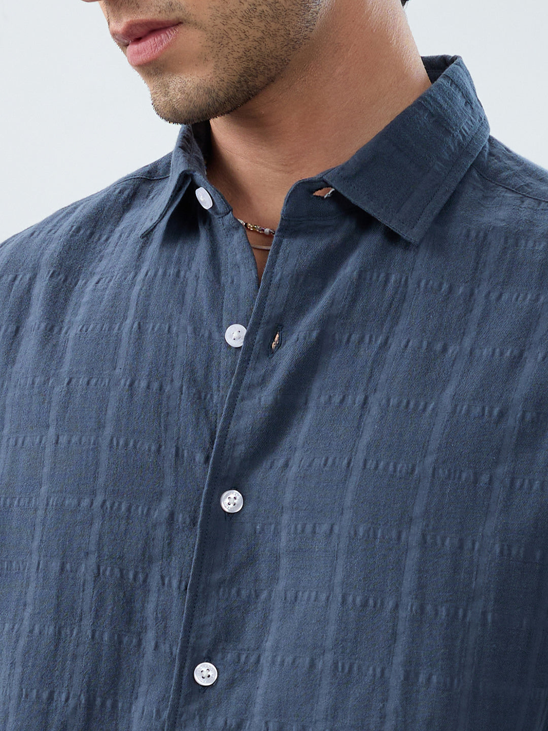Spruce Blue Double Cloth Checks Shirt