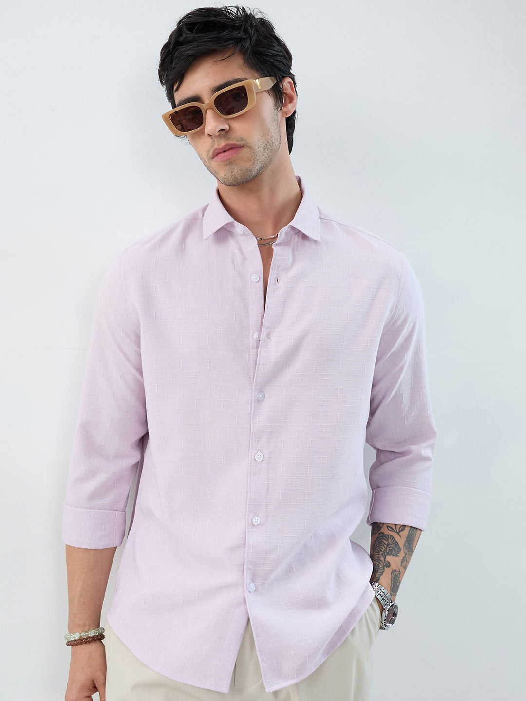Lavender Intricate Textured Weave Everyday Shirt