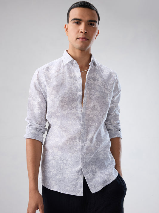 Grey Sketch Botanical Art Shirt