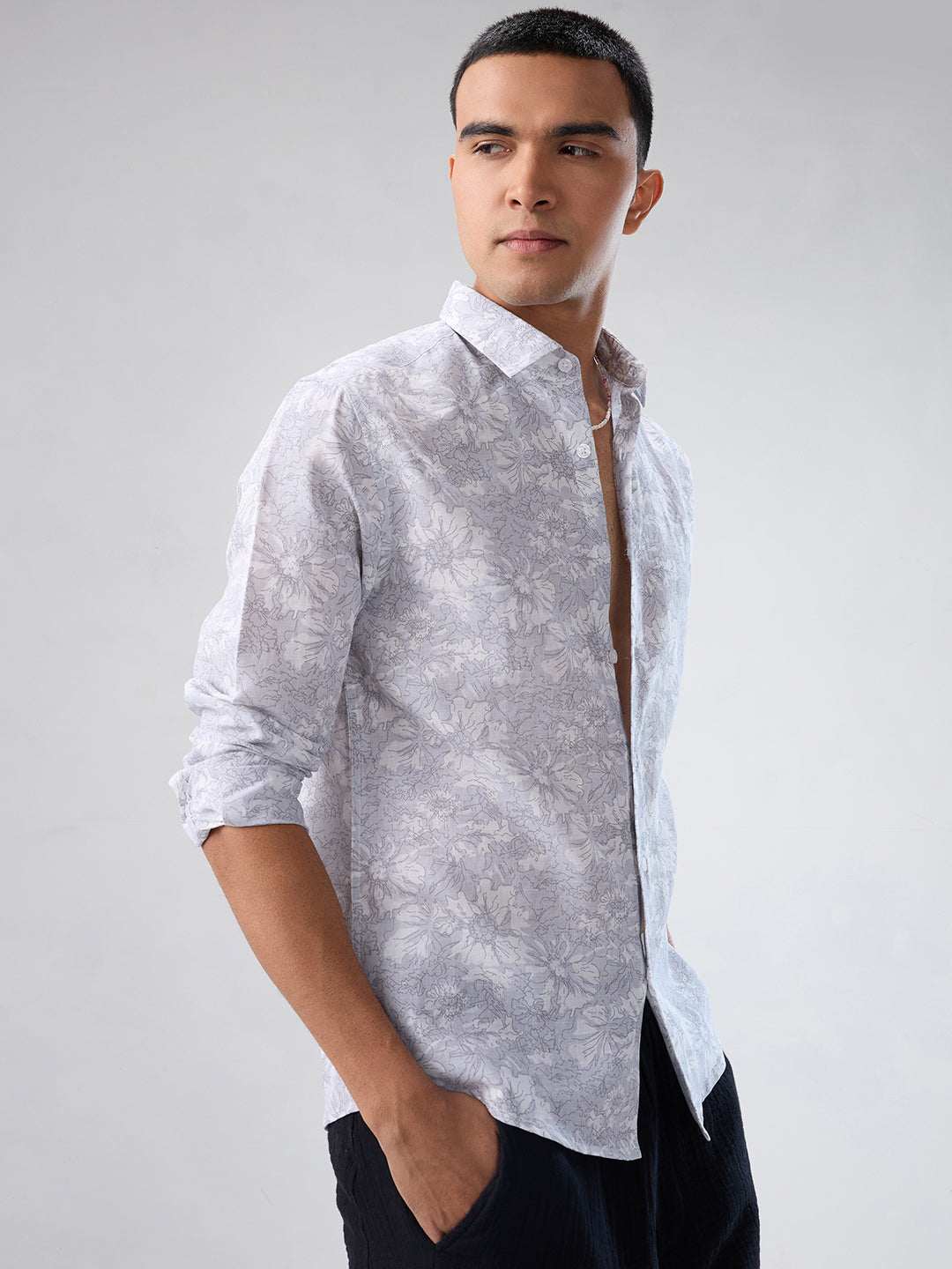 Grey Sketch Botanical Art Shirt