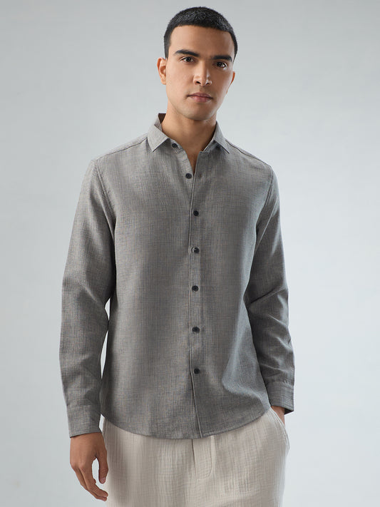 Dim Grey Slub Textured Shirt