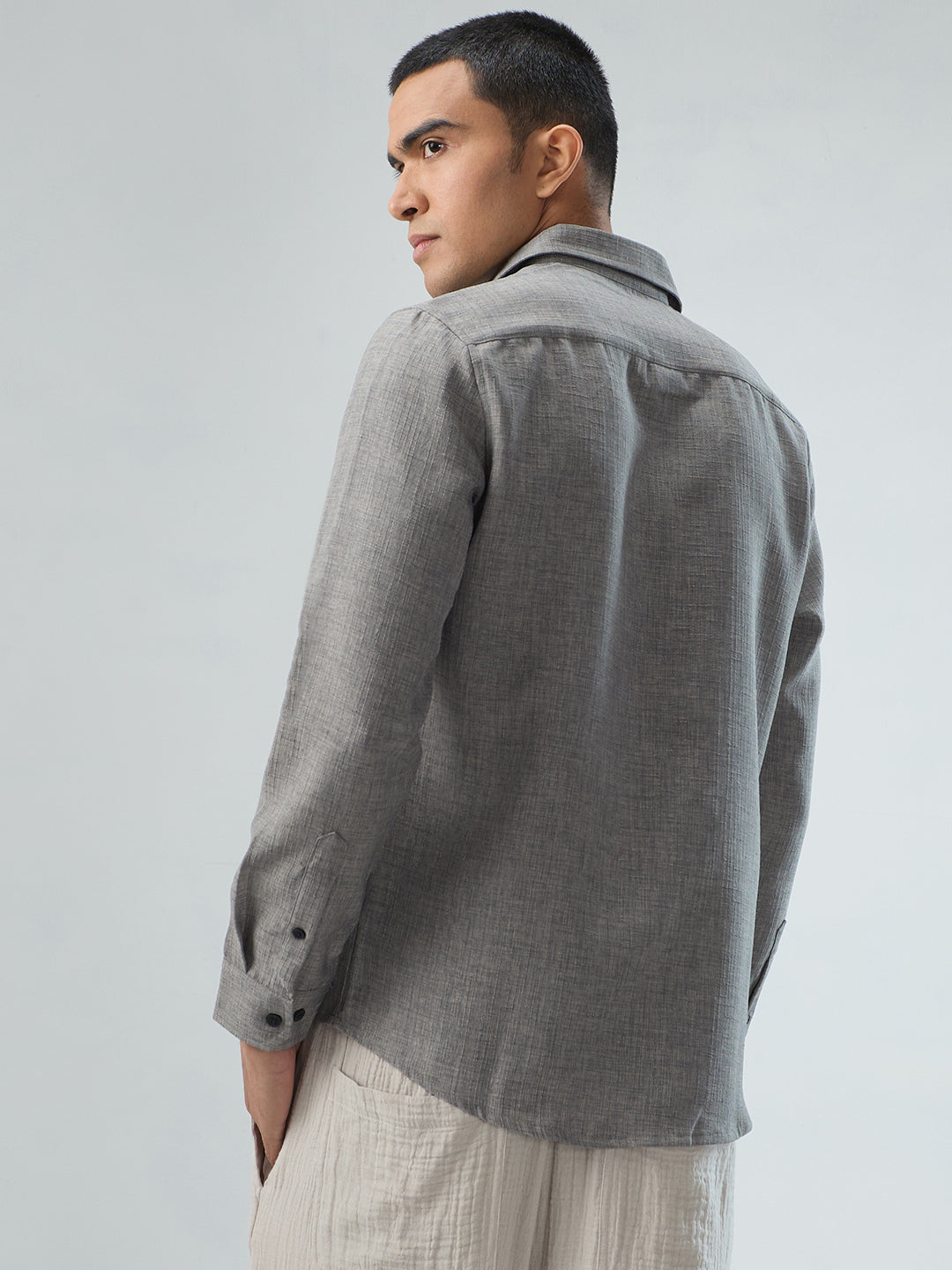 Dim Grey Slub Textured Shirt
