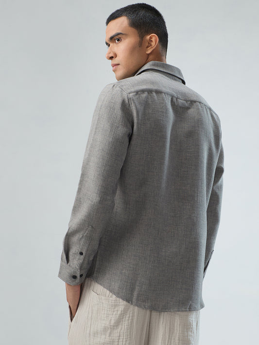 Dim Grey Slub Textured Shirt