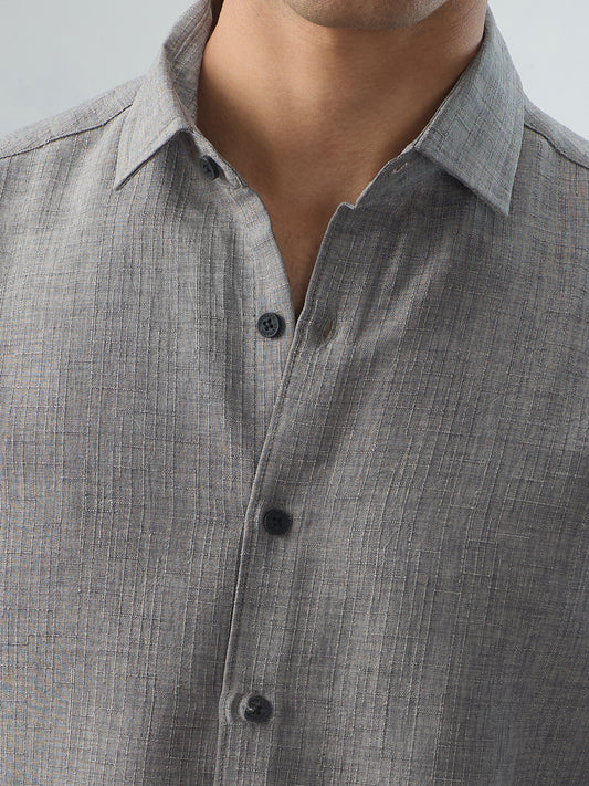 Dim Grey Slub Textured Shirt