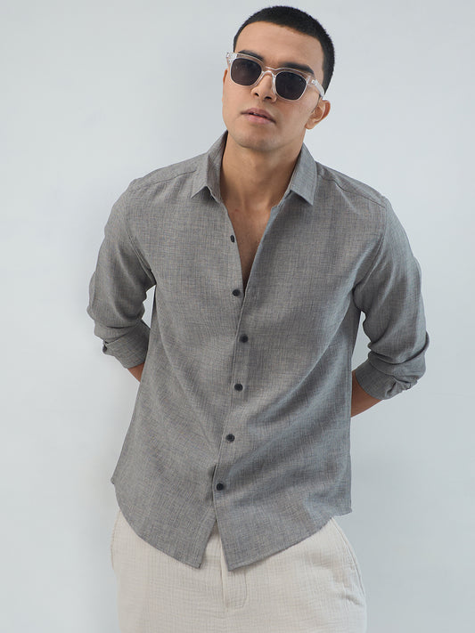Dim Grey Slub Textured Shirt
