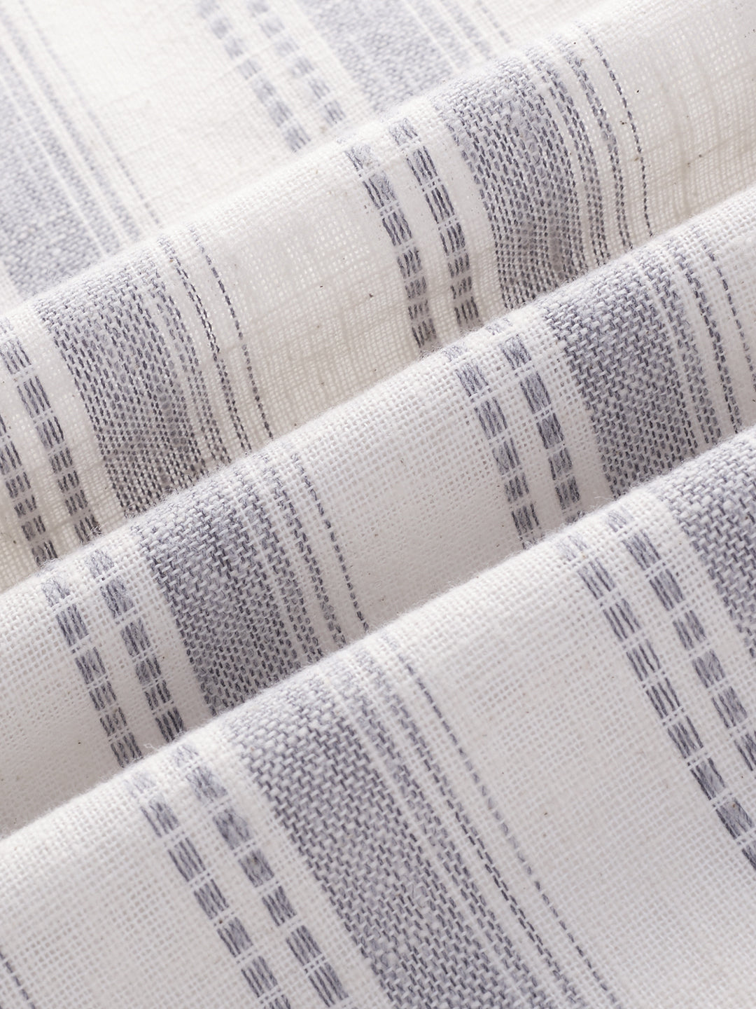White & Grey Striped Precision-Weave Shirt
