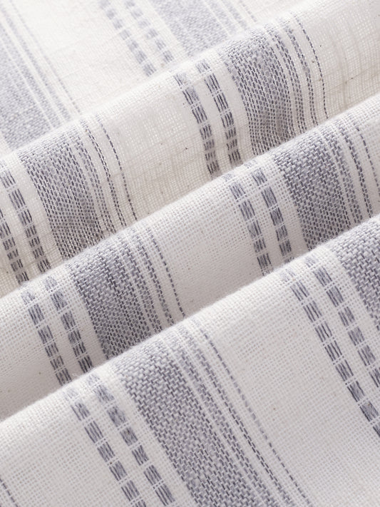 White & Grey Striped Precision-Weave Shirt