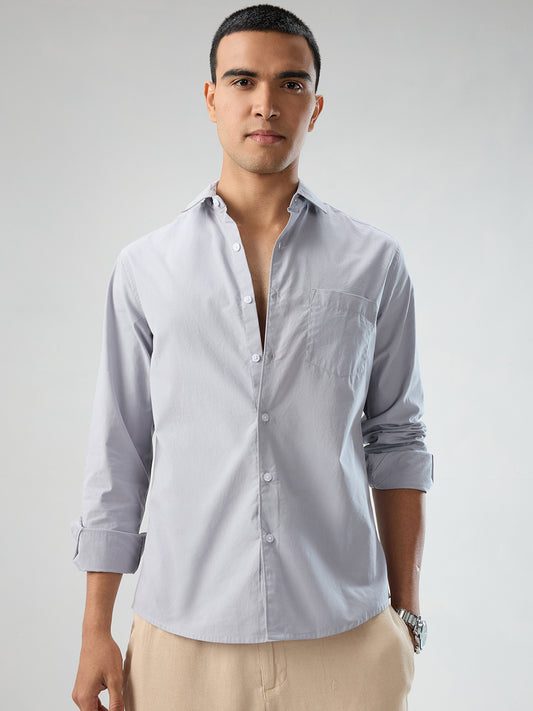 Solid Gainsboro Grey Poplin Peach Finish Shirt