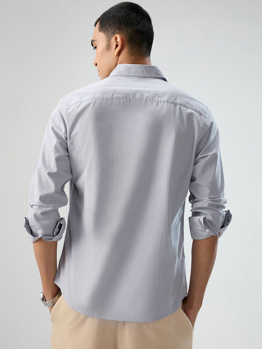 Solid Gainsboro Grey Poplin Peach Finish Shirt