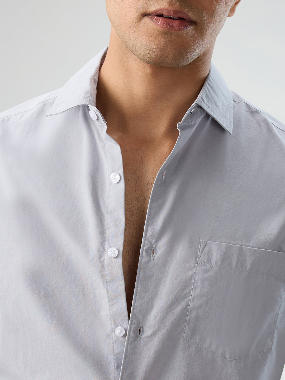 Solid Gainsboro Grey Poplin Peach Finish Shirt