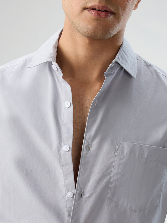 Solid Gainsboro Grey Poplin Peach Finish Shirt