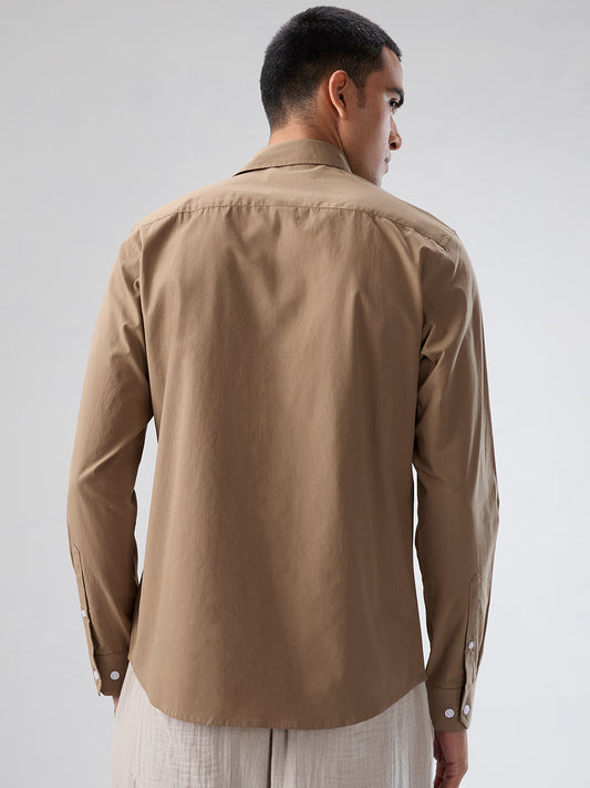 Plush Khaki Peach Finish Poplin Shirt