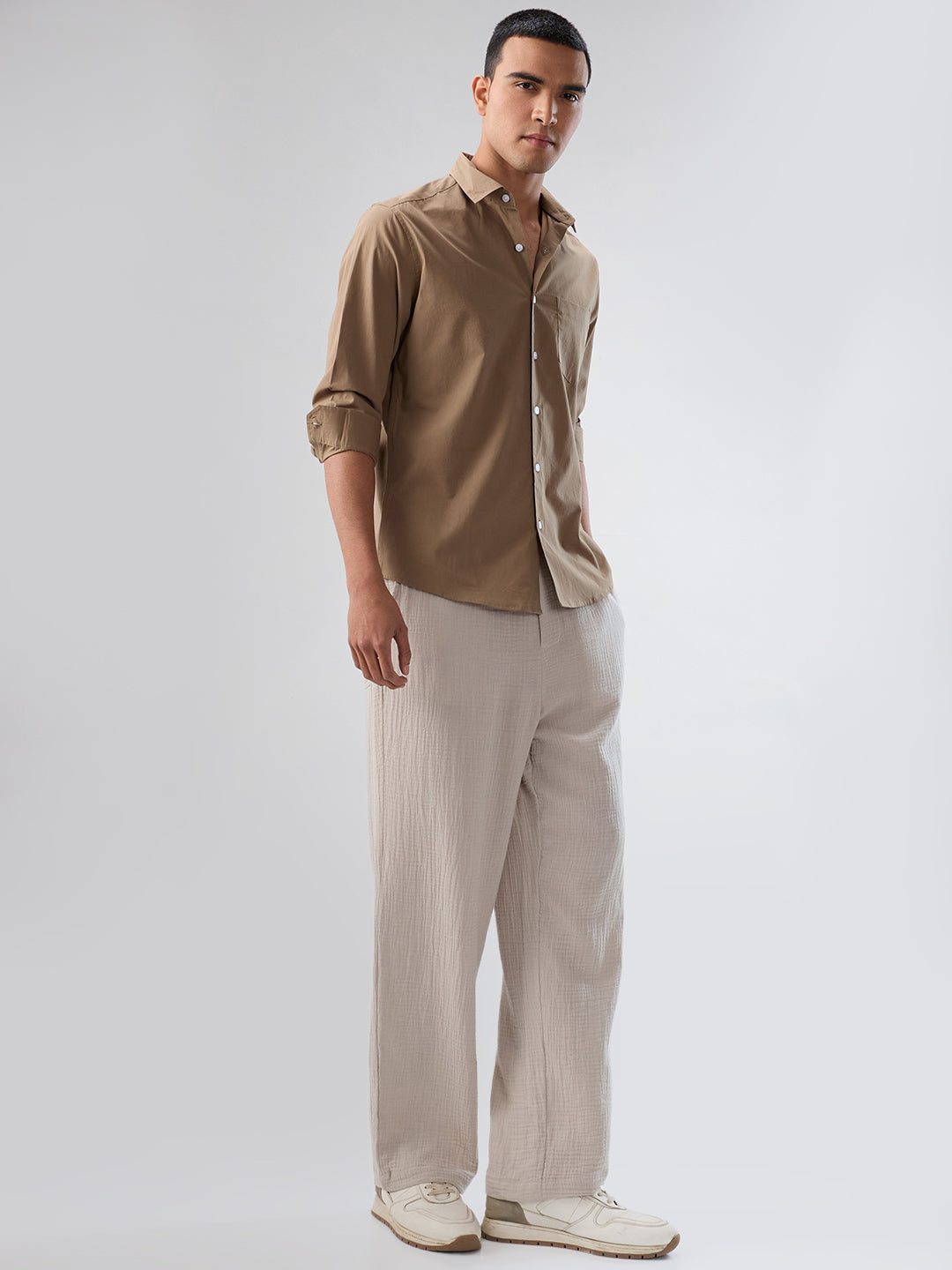 Plush Khaki Peach Finish Poplin Shirt