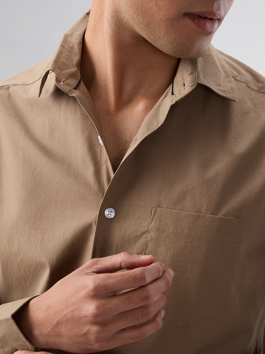 Plush Khaki Peach Finish Poplin Shirt