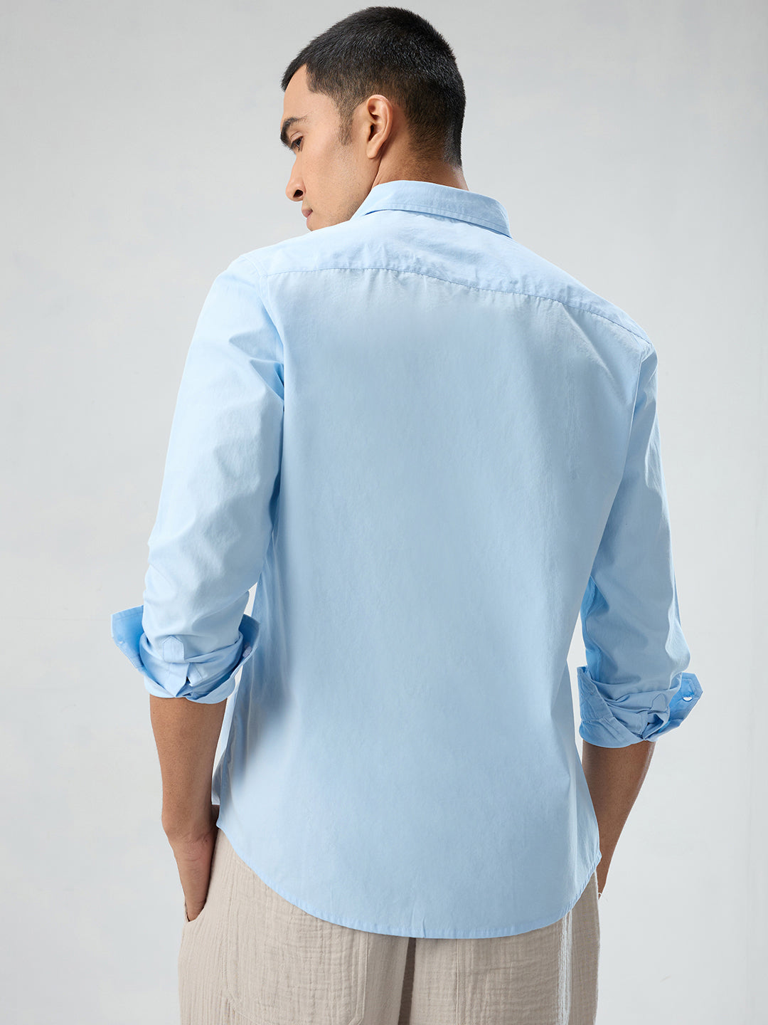 Plush Sky Blue Peach Finish Poplin Shirt