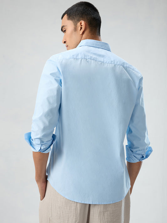 Plush Sky Blue Peach Finish Poplin Shirt