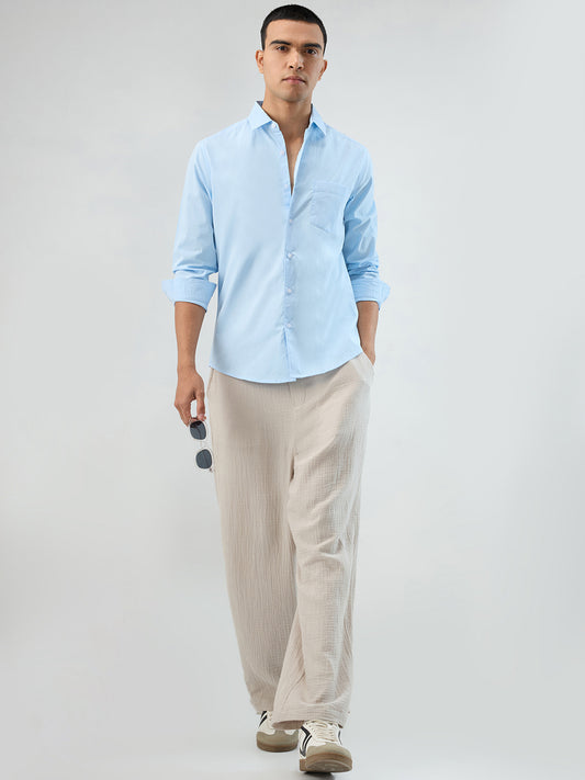 Plush Sky Blue Peach Finish Poplin Shirt