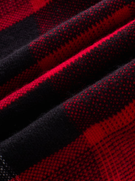 Premium Red & Black Flannel Checks Boxy Fit Crop Shirt
