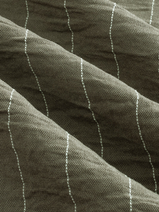 Olive Striped Crinkled Shirt