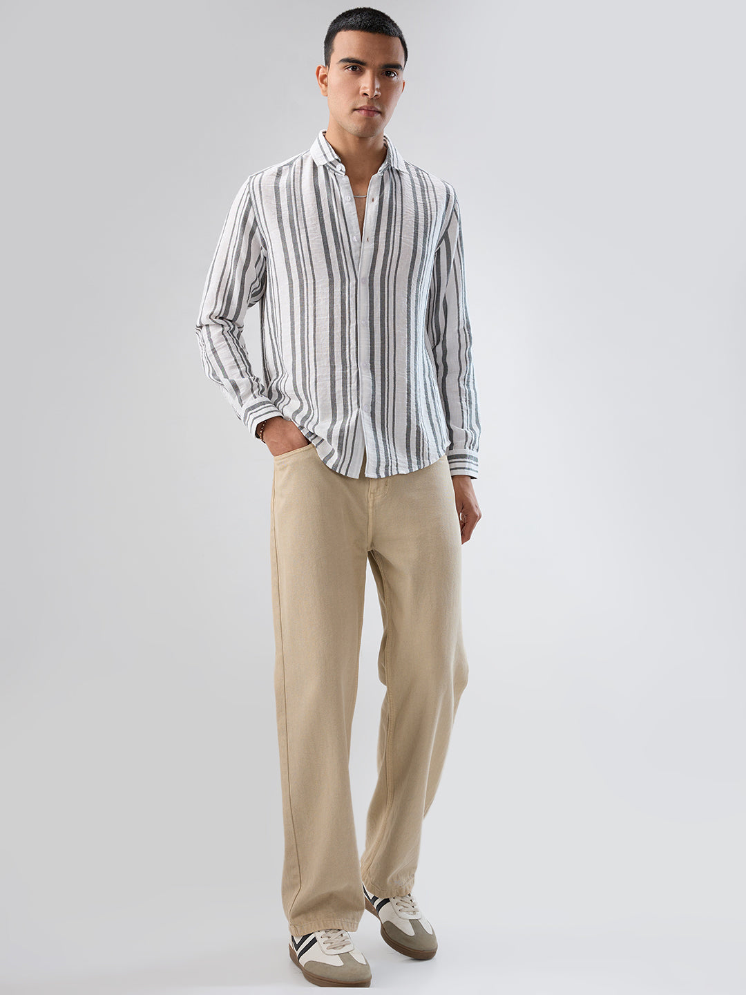 Timeless Monochrome Vertical Striped Shirt