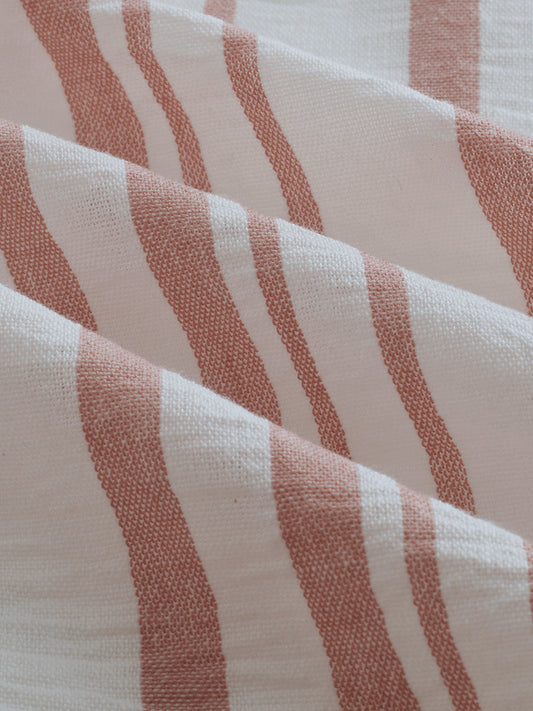 Dark Peach & White Vertical Striped Shirt