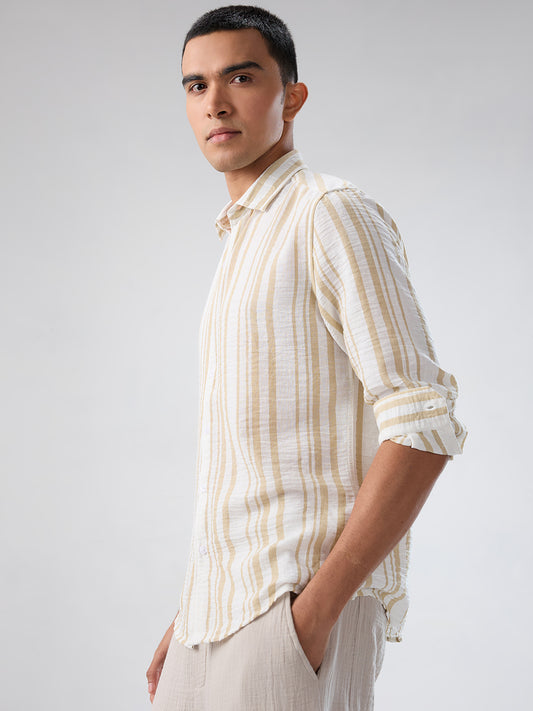 Sunwashed Neutral Linear Striped Shirt