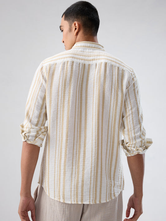 Sunwashed Neutral Linear Striped Shirt