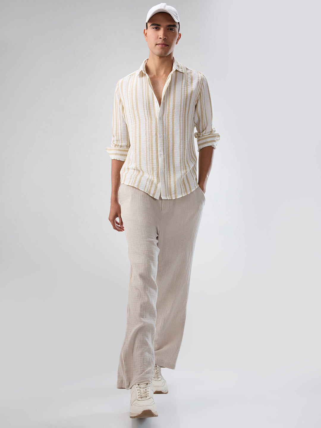 Sunwashed Neutral Linear Striped Shirt