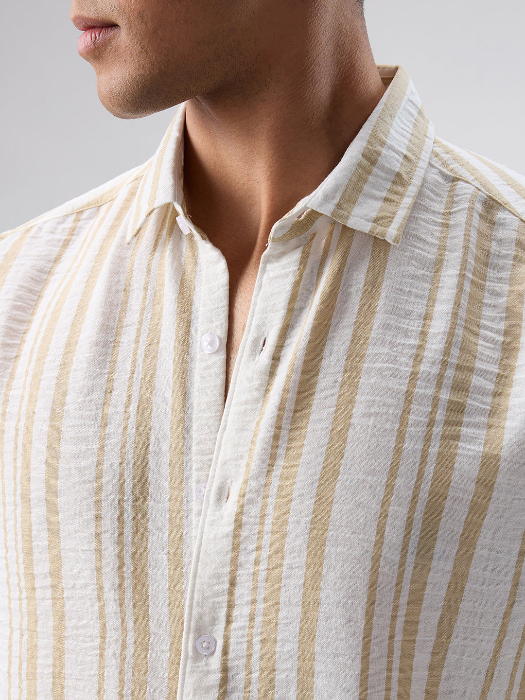Sunwashed Neutral Linear Striped Shirt
