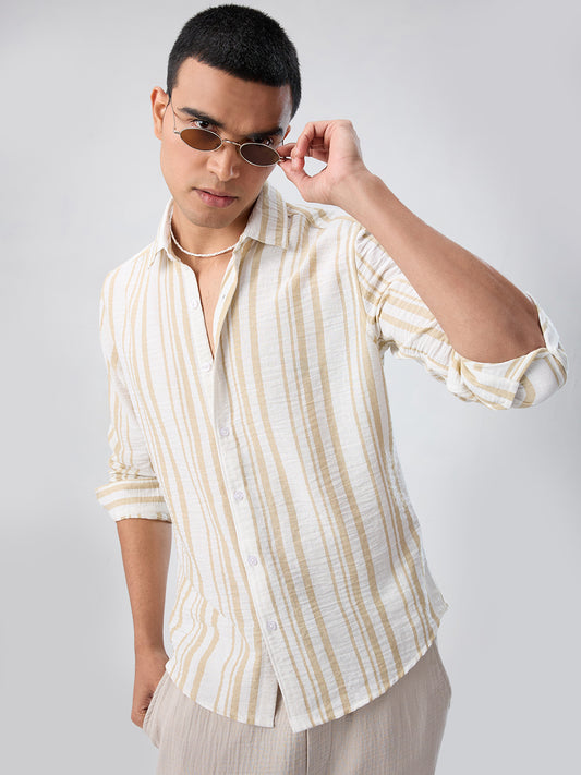 Sunwashed Neutral Linear Striped Shirt