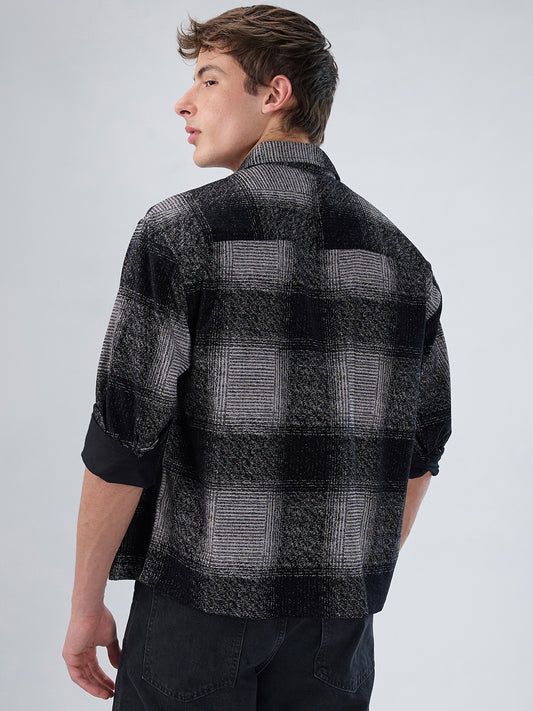 Static Monochrome Corduroy Boxy Fit Crop Overshirt