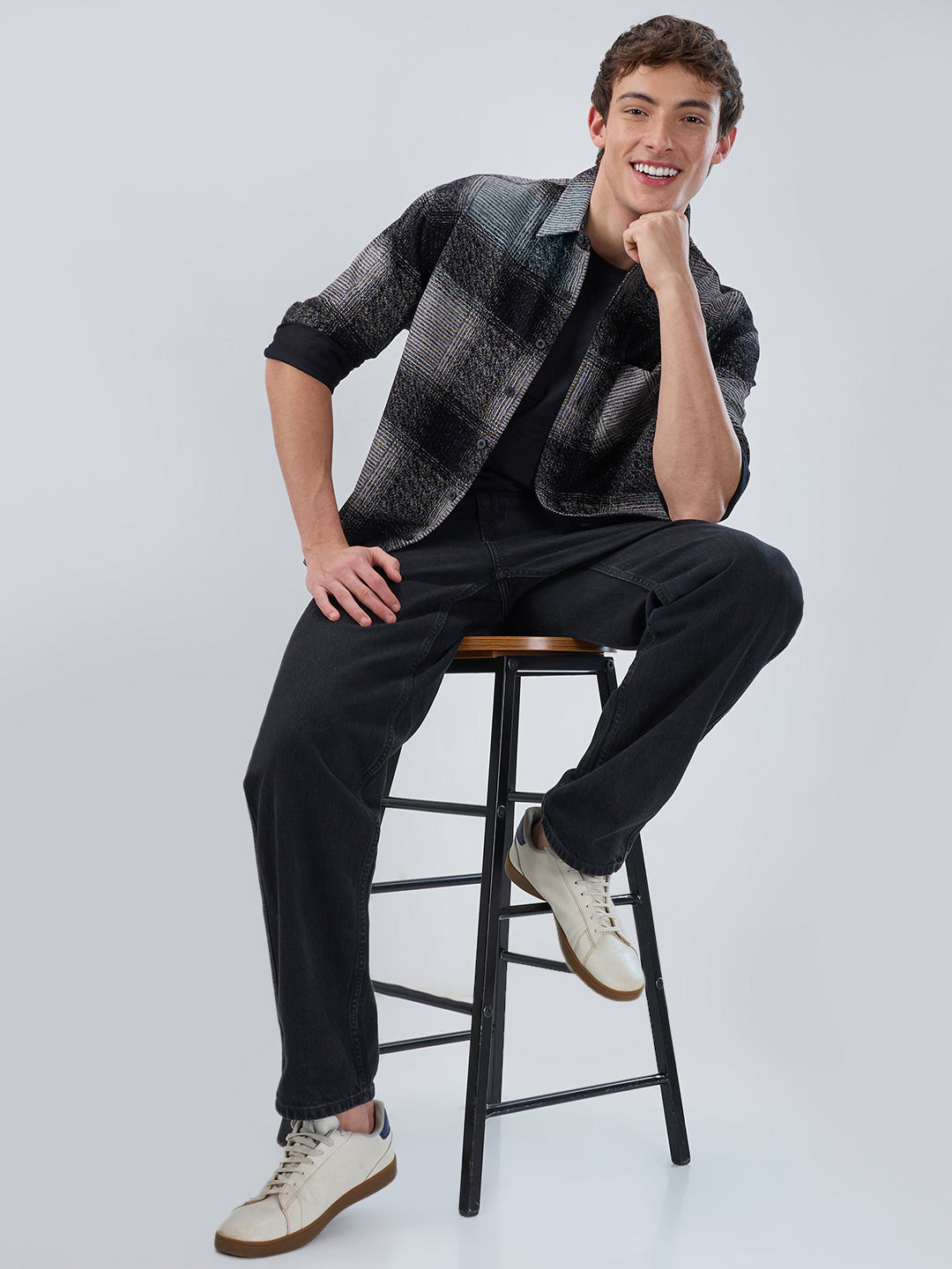 Static Monochrome Corduroy Boxy Fit Crop Overshirt