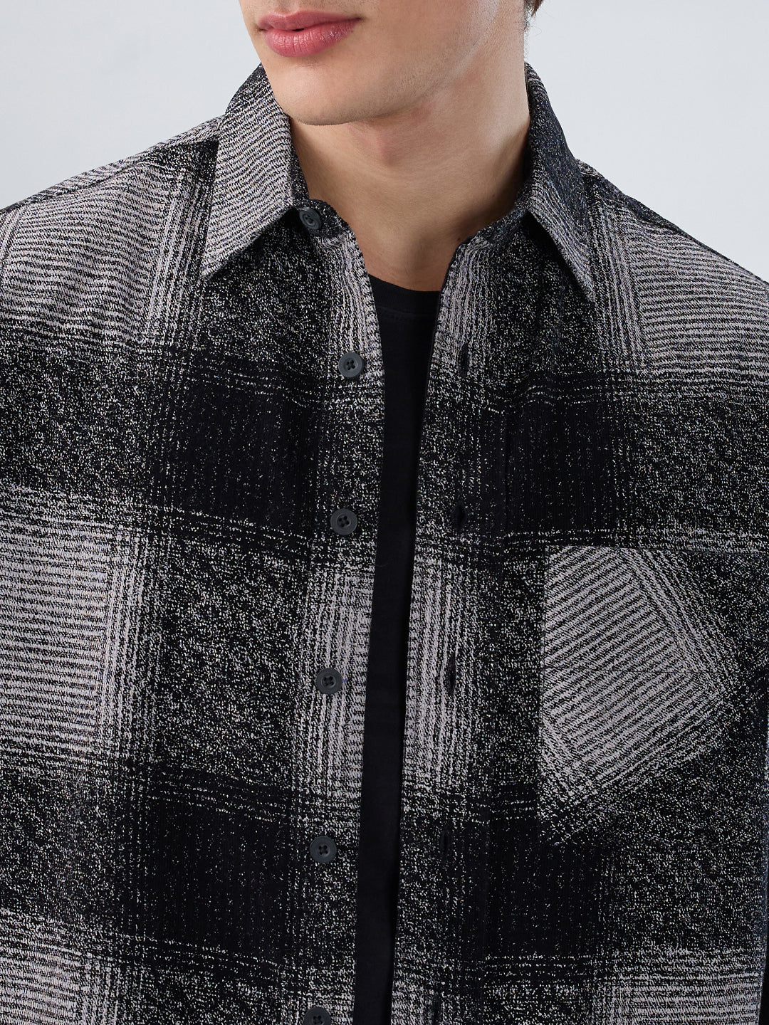 Static Monochrome Corduroy Boxy Fit Crop Overshirt