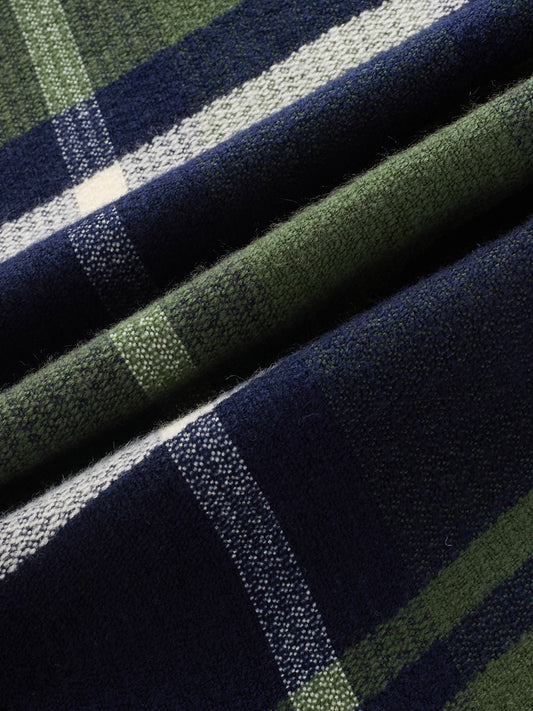 Olive & Navy Checked Boxy Fit Crop Flannel Shirt