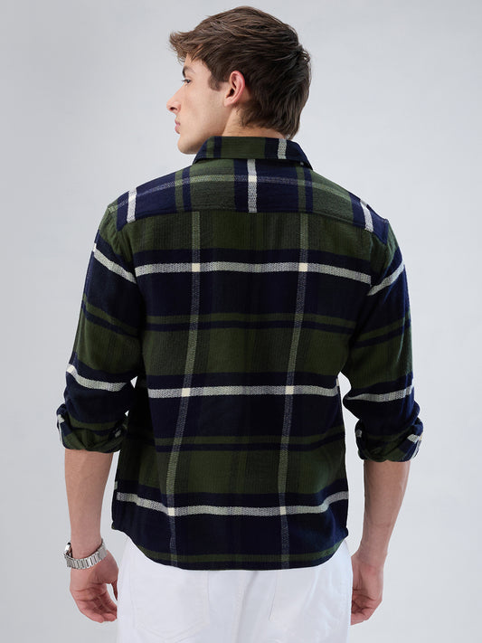 Olive & Black Checked Flannel Overshirt