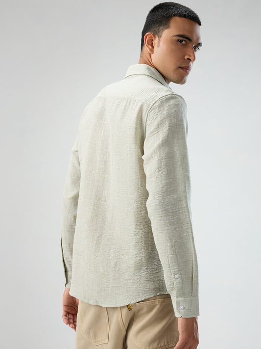 Moss Green Crinkled Textured Shirt