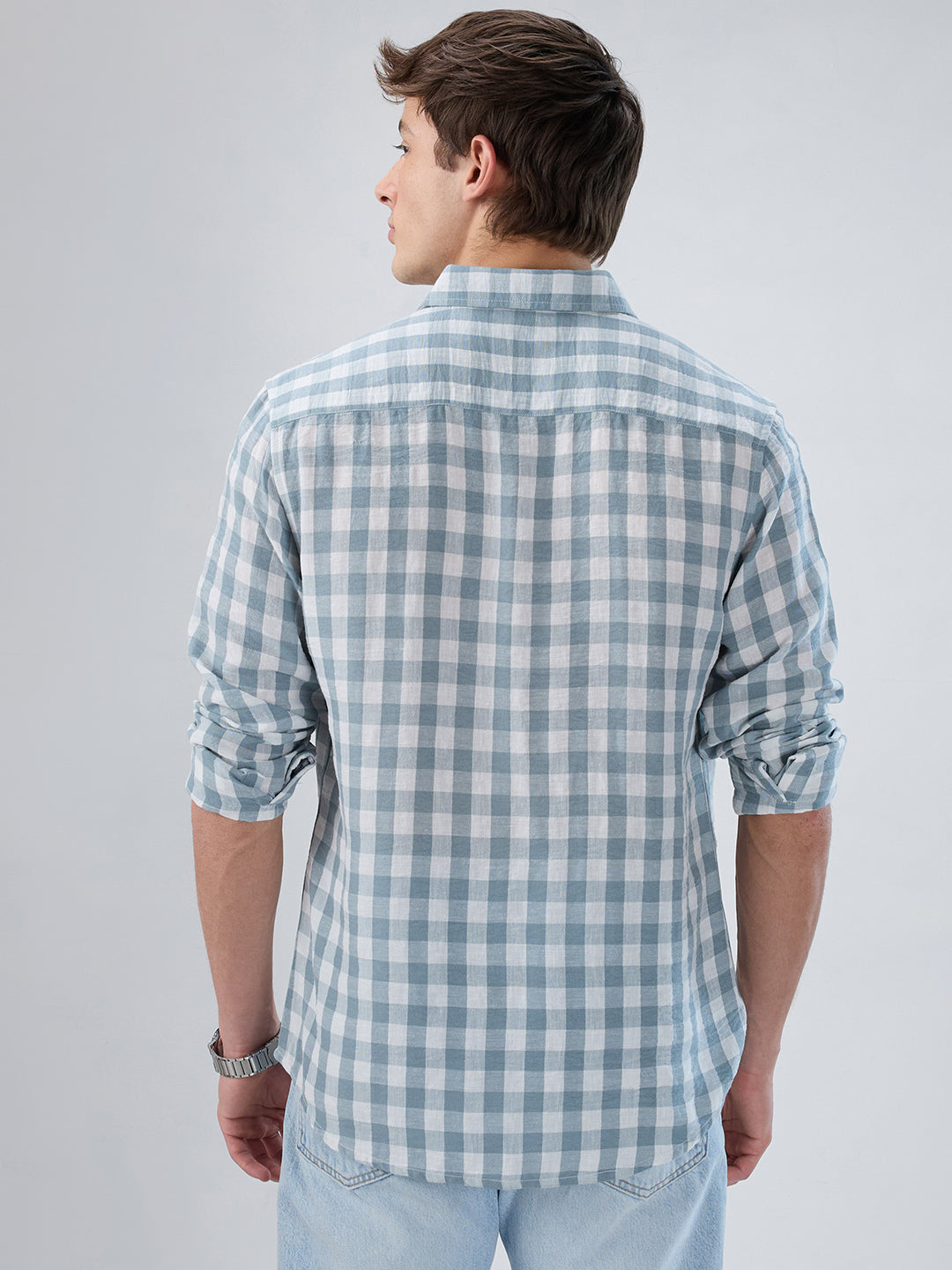 Slate Blue Gingham Checks Shirt