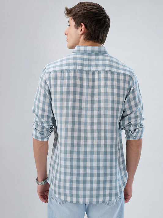 Slate Blue Gingham Checks Shirt