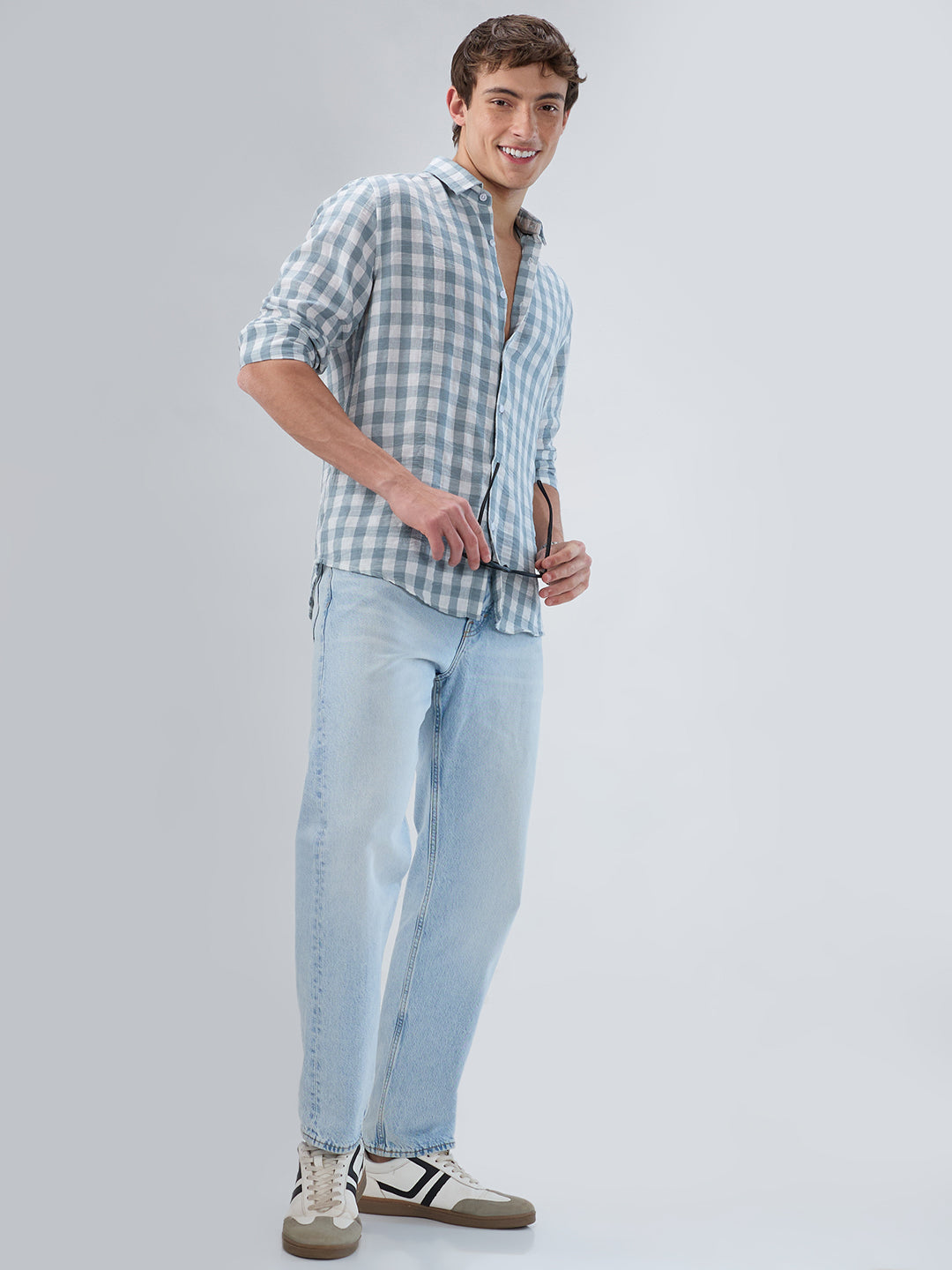 Slate Blue Gingham Checks Shirt