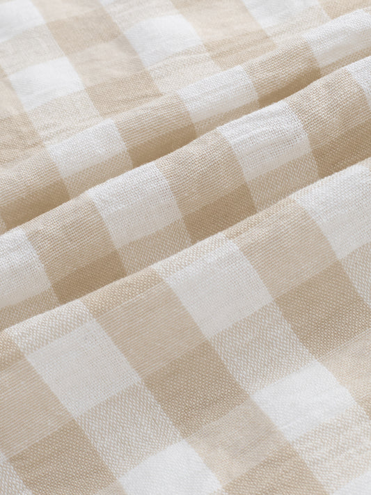 Soft Beige Gingham Checks Shirt