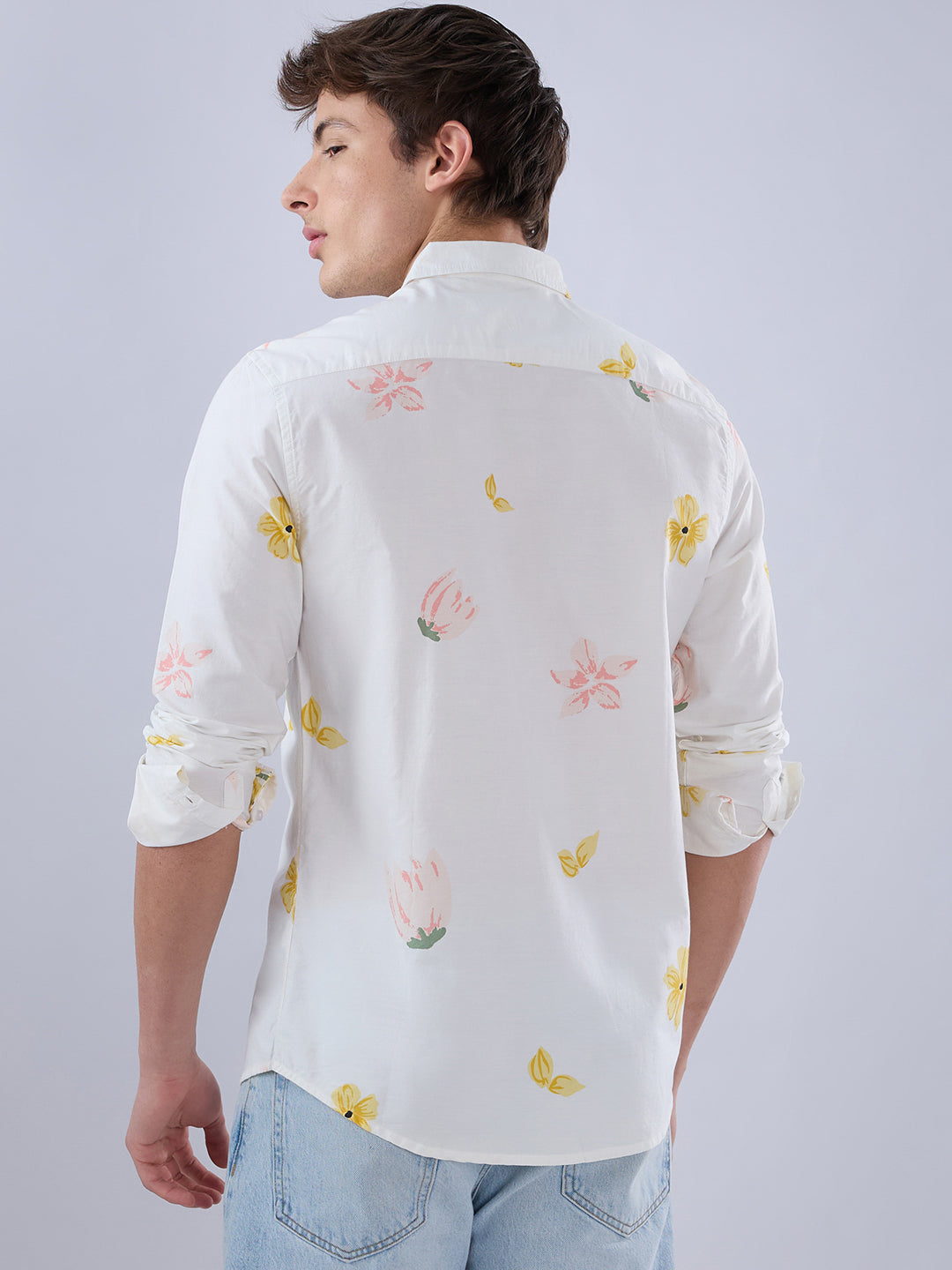 White Tulips Printed Vacation Shirt