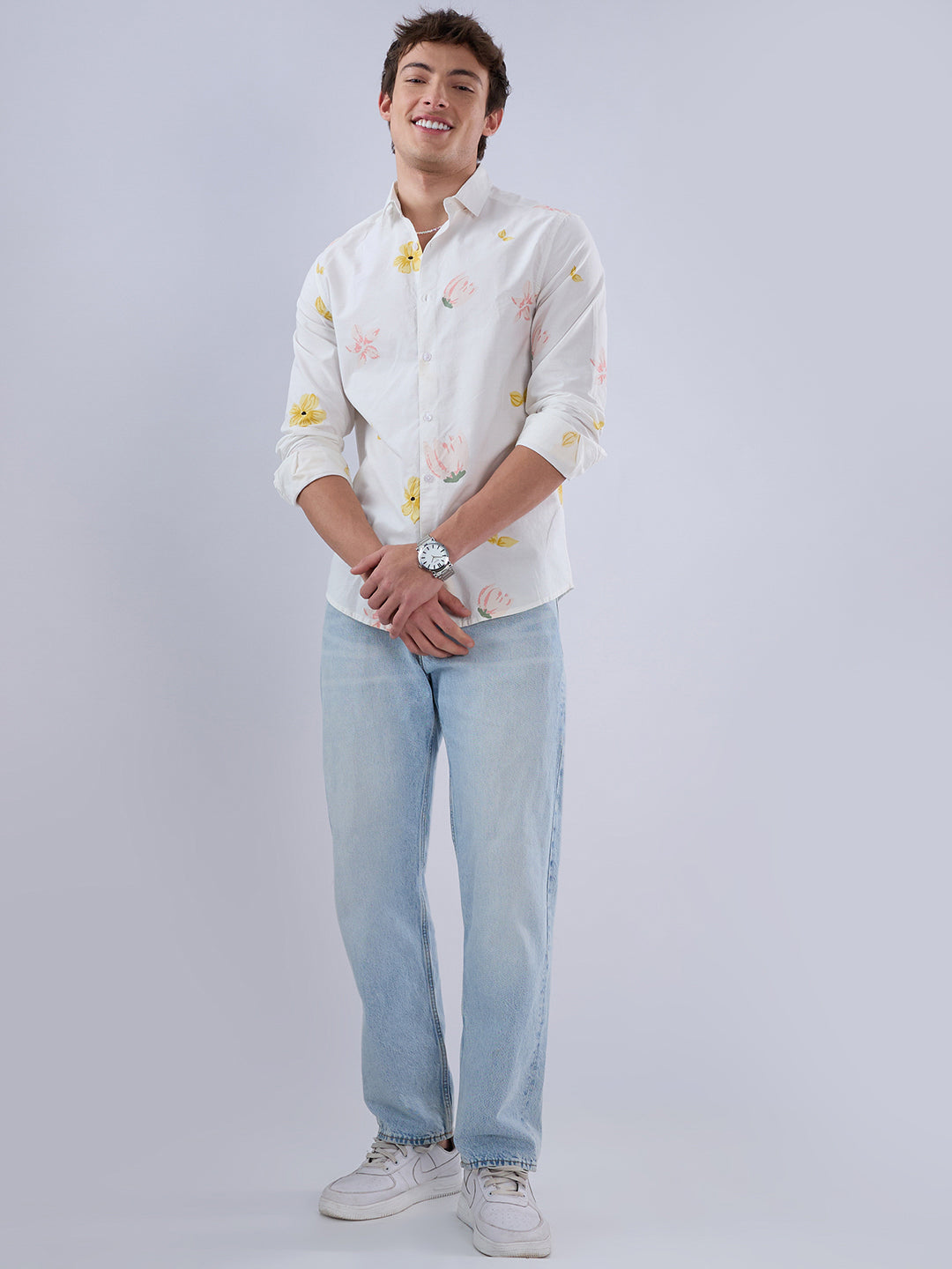 White Tulips Printed Vacation Shirt