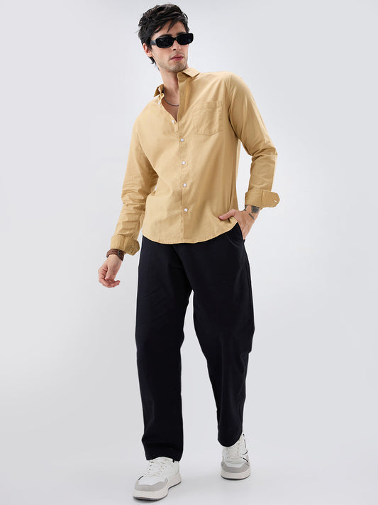 Solid Camel Beige Statement Shirt