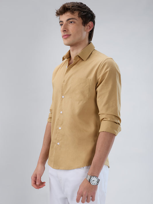 Solid Camel Beige Statement Shirt