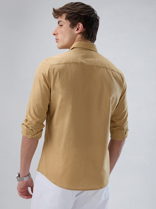 Solid Camel Beige Statement Shirt