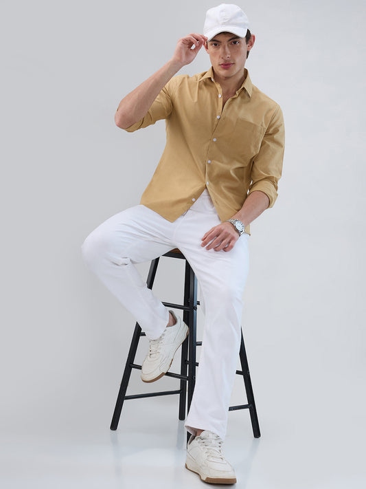 Solid Camel Beige Statement Shirt
