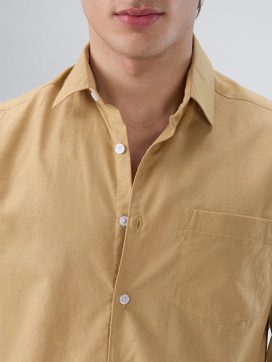 Solid Camel Beige Statement Shirt