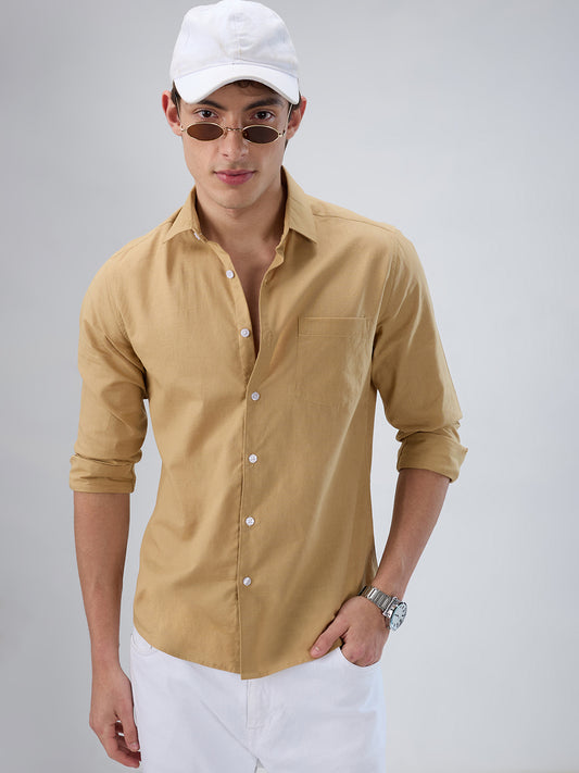 Solid Camel Beige Statement Shirt