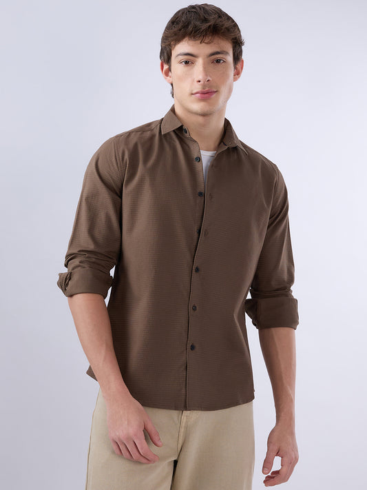 Sepia Brown Textured Shirt